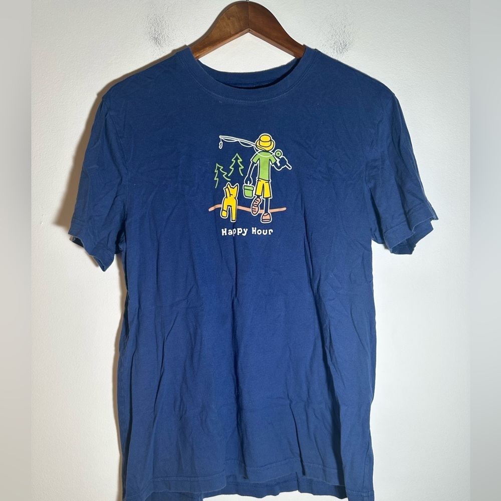 Life Is Good Navy T-Shirt with Happy Hour Graphic